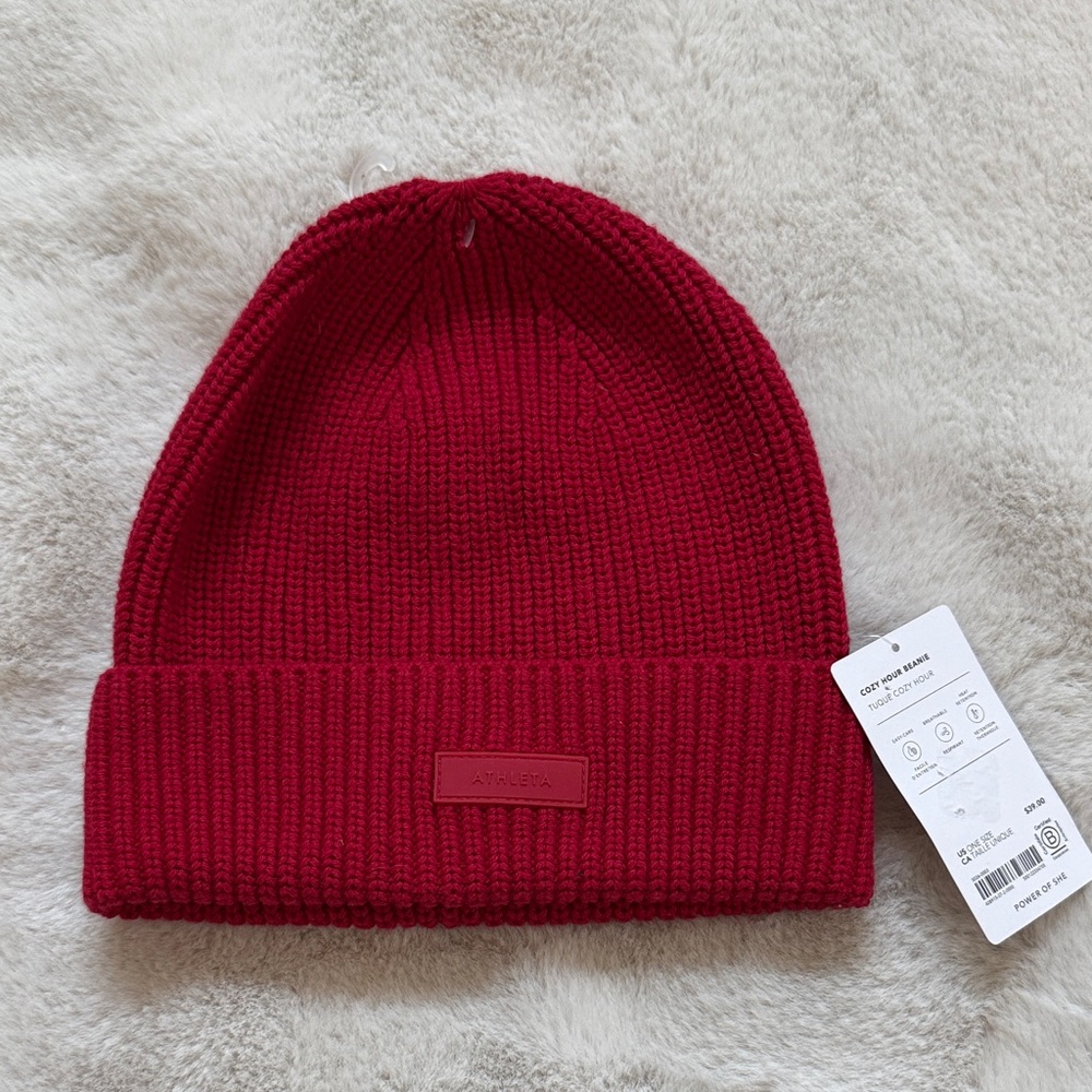 Athleta Red Knit Beanie